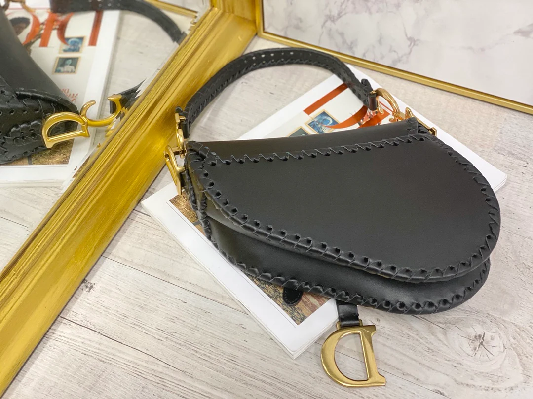 Сумка Dior Saddle Bag - плетеная - большая, черная - 25 см