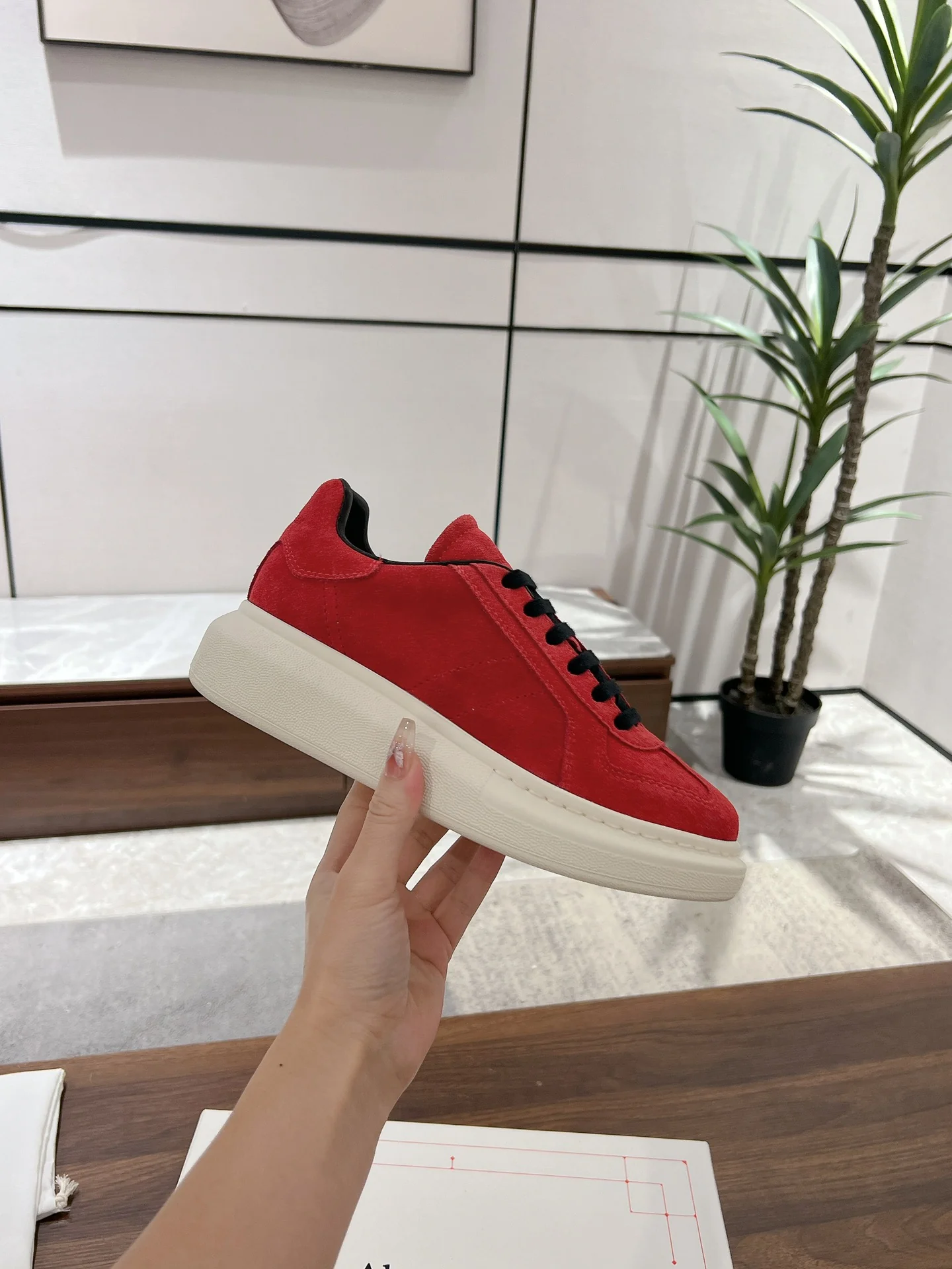 Повседневные туфли McQueen 2024 - Красные - 1