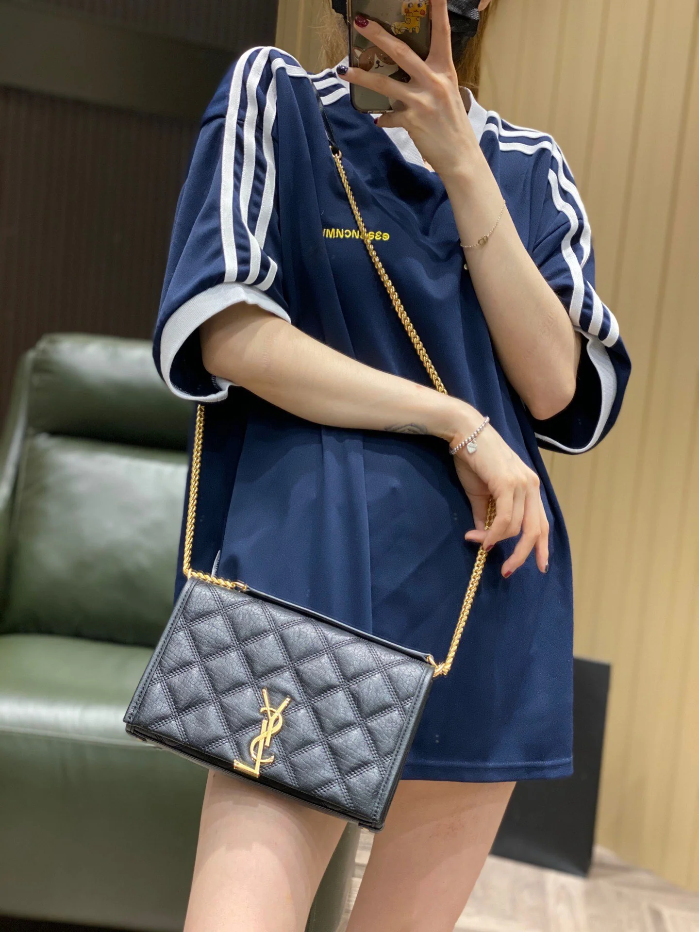 Сумка YSL-Becky из овечьей кожи с ромбовидной стёжкой и цепочкой - 1 шт.