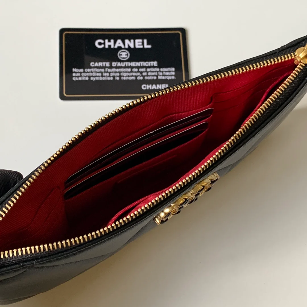 Кошелек для монет Chanel из овечьей кожи в клетку, серия 19 - 3 шт.