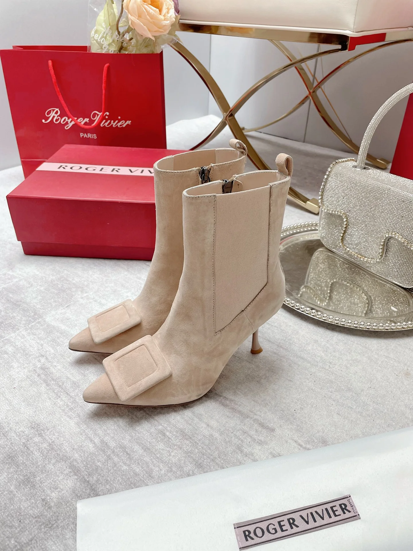 Обувь RV - Коллекция осень/зима 2022 - Ботильоны на шпильке - Абрикосовый цвет