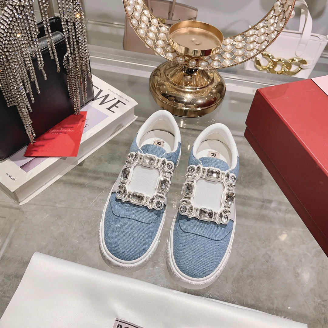 Обувь RV Shoes - Новинка весны/лета 2023 - Повседневные туфли viv-golf с бриллиантовой пряжкой - Синие