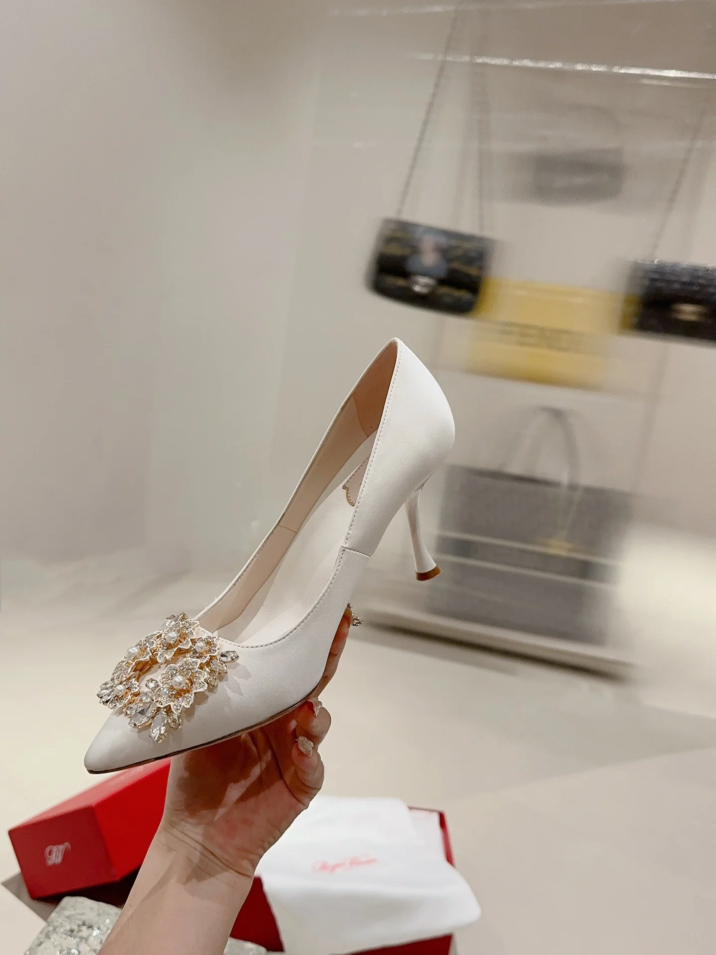 Туфли с квадратным носком и пряжкой - 2024 - Высокие каблуки - Белые