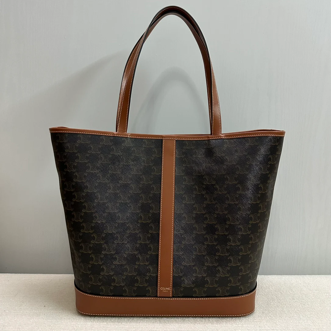 Холщовая сумка Celine Triomphe - желто-коричневая