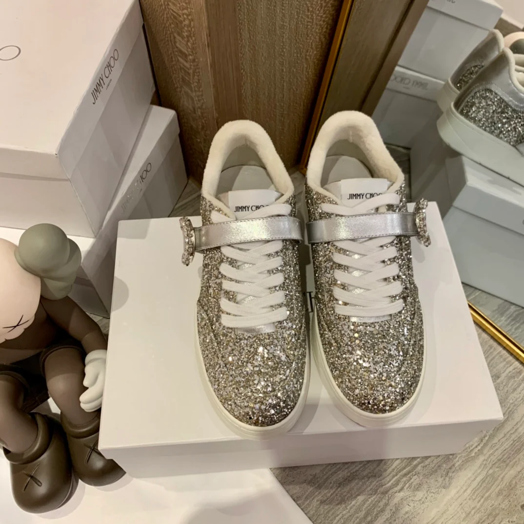 Кроссовки Jimmy Rhinestone Buckle White Sneakers Series - Облегающая обувь - 2