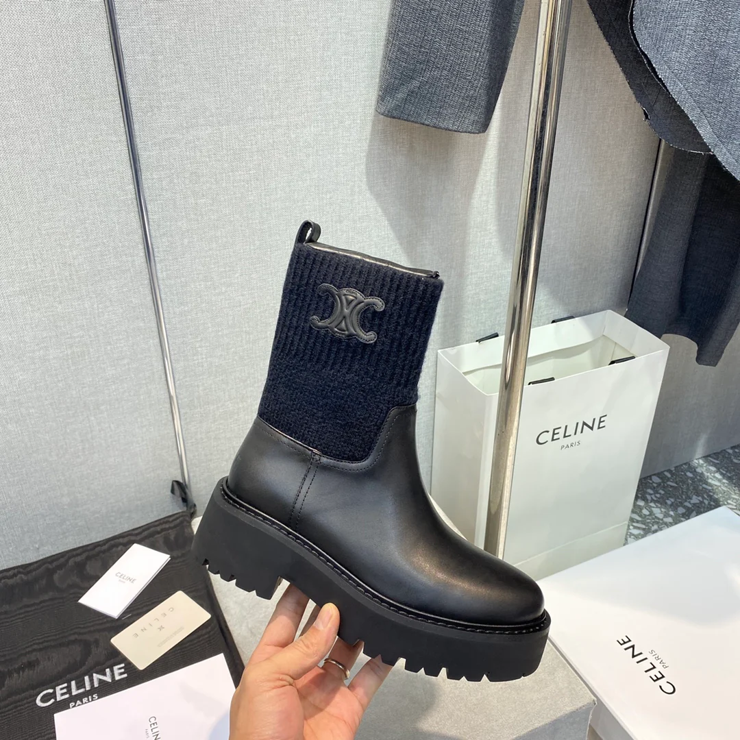 Celine - Вязаные ботинки-носки с закругленным носком