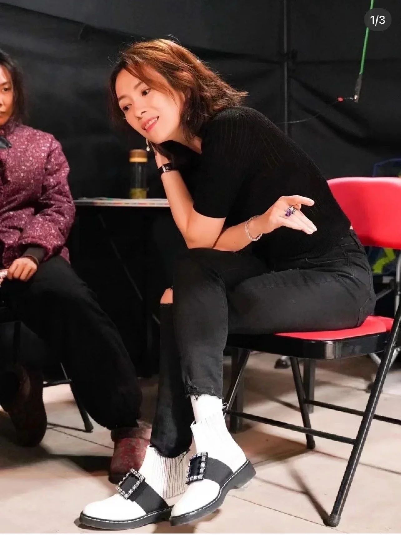 Ботильоны RV Shoes - 22ss - с пряжкой и стразами - в стиле Оуян Наны - белые