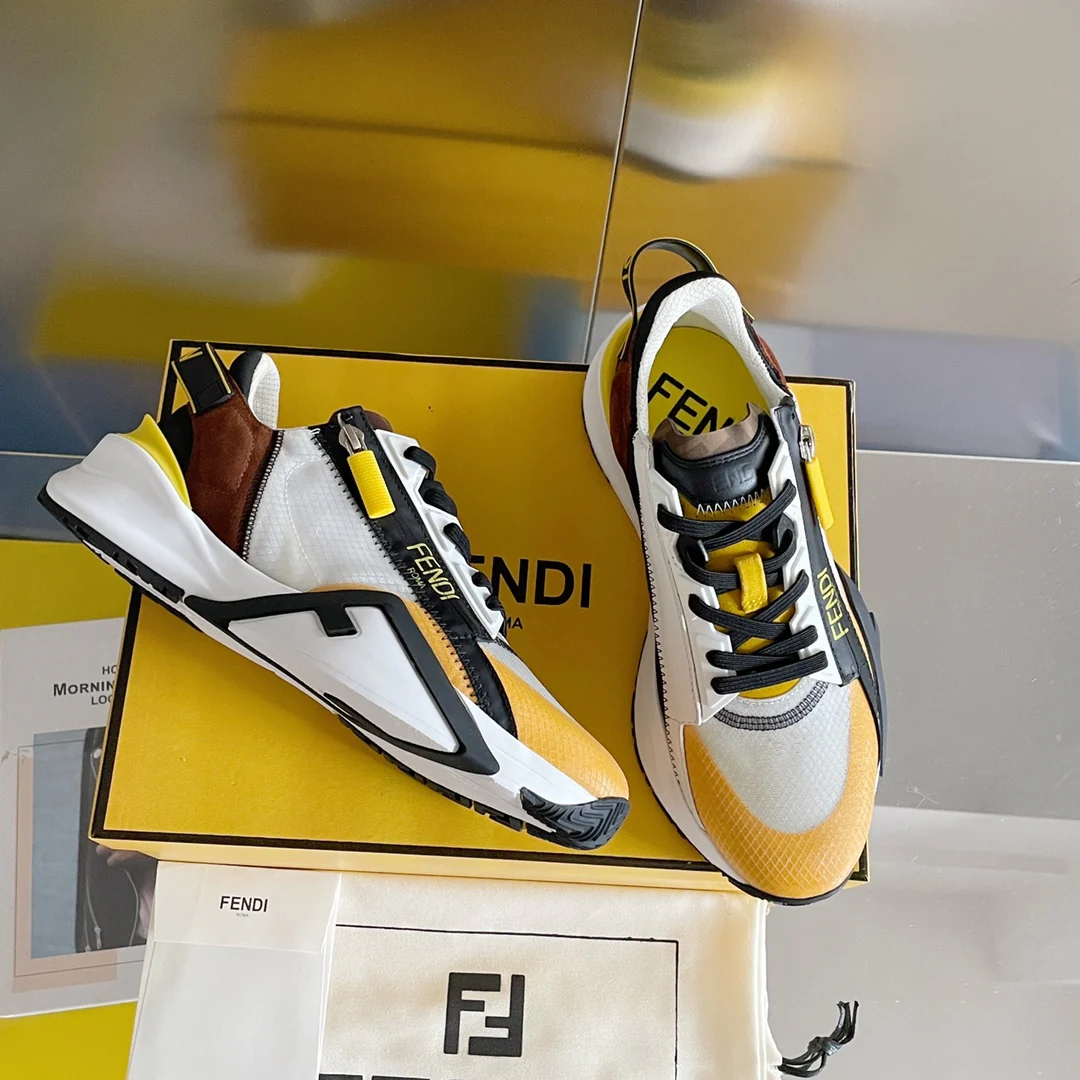 Fendi - Повседневные кроссовки - Белые и желтые