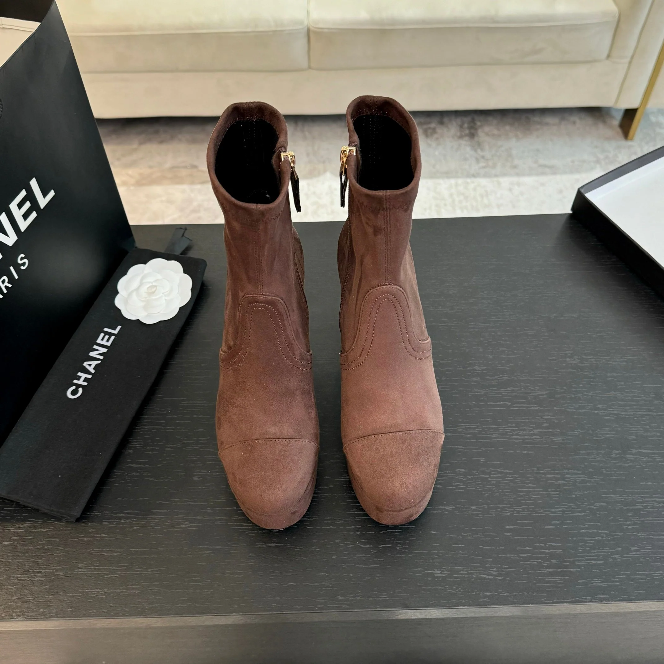 Ботинки Chanel Stretch 2024 - Кофейный