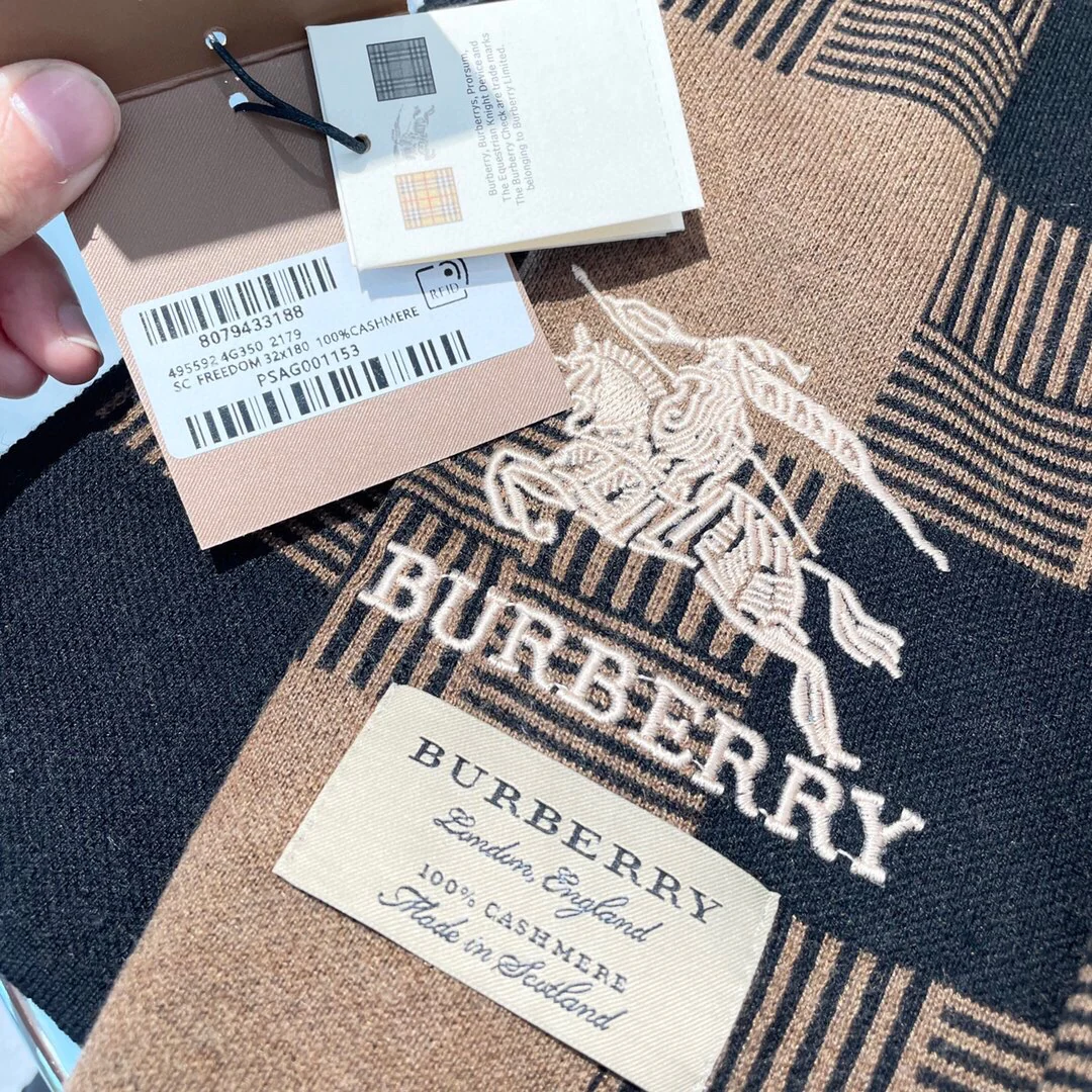 Классический шарф для верховой езды Burberry - 180 см - 32 см - 100 см - Импортный вязаный кашемир - Коричневый