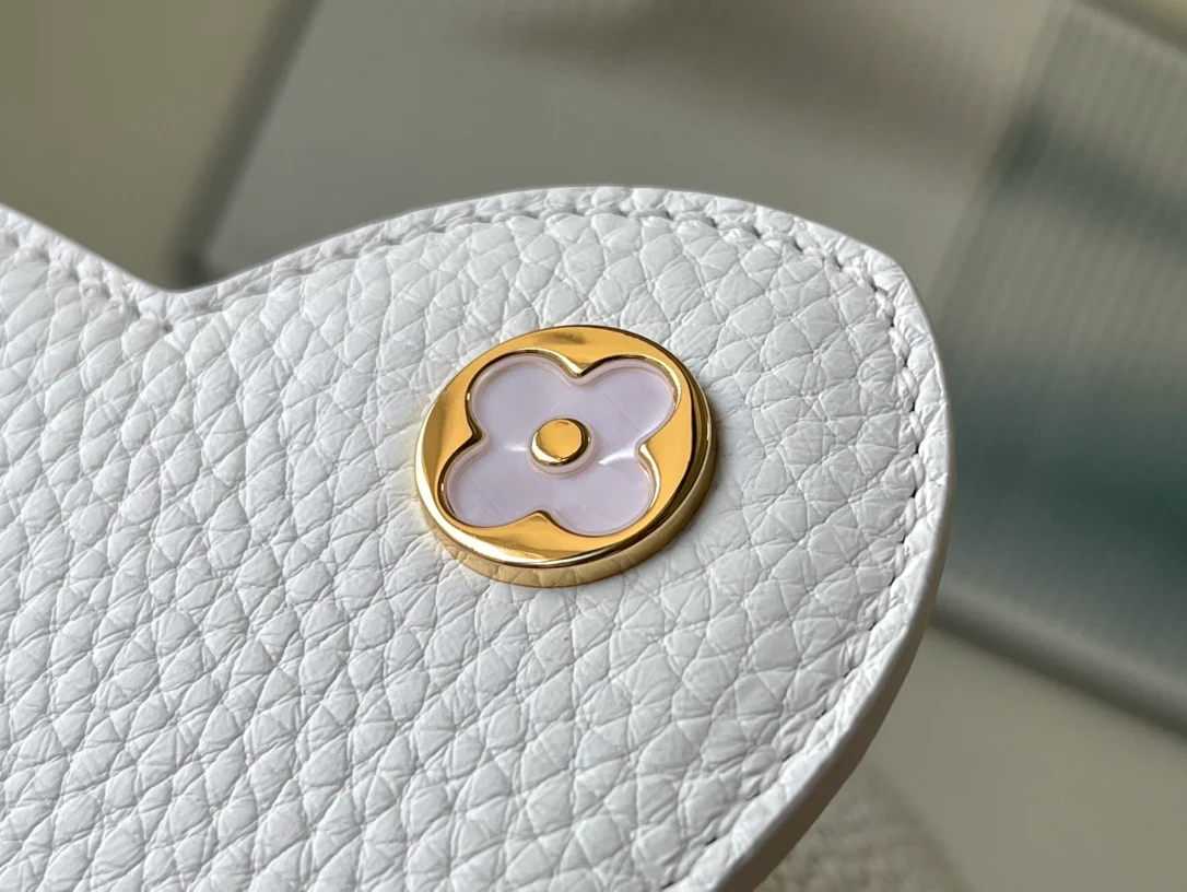 m22121-LV-Taurilon Leather-Capucines Handbag-White Wavy Bottom-Mini