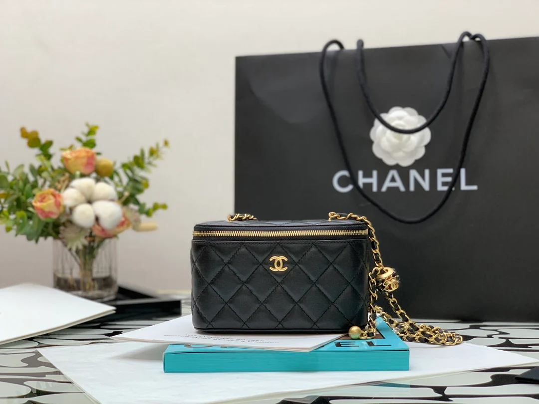 Chanel - Орехово-золотой шар - Квадратная коробка - Черный