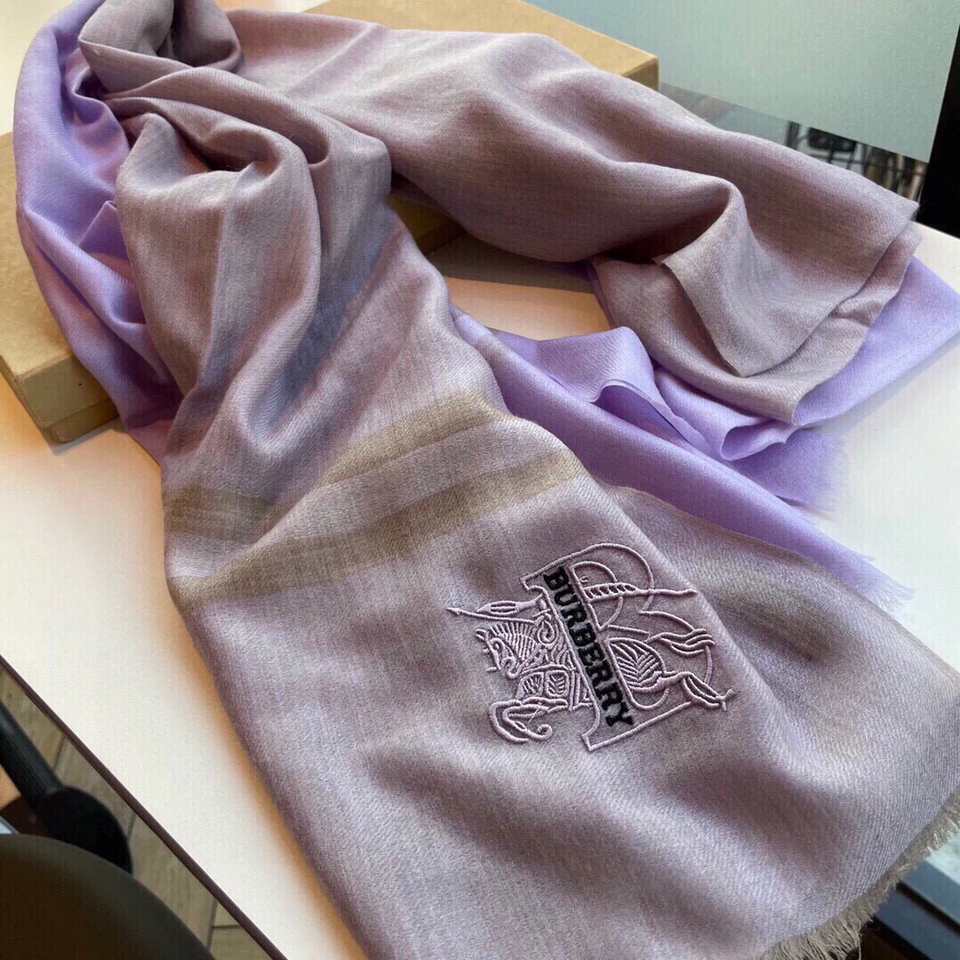 Классический клетчатый шарф Burberry - 100 см - 200 см - 100 см - Кашемир - Фиолетовый