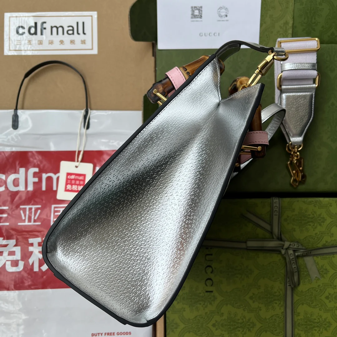 Маленькая сумка-тоут Gucci с бамбуковой ручкой - 27x24x11 см