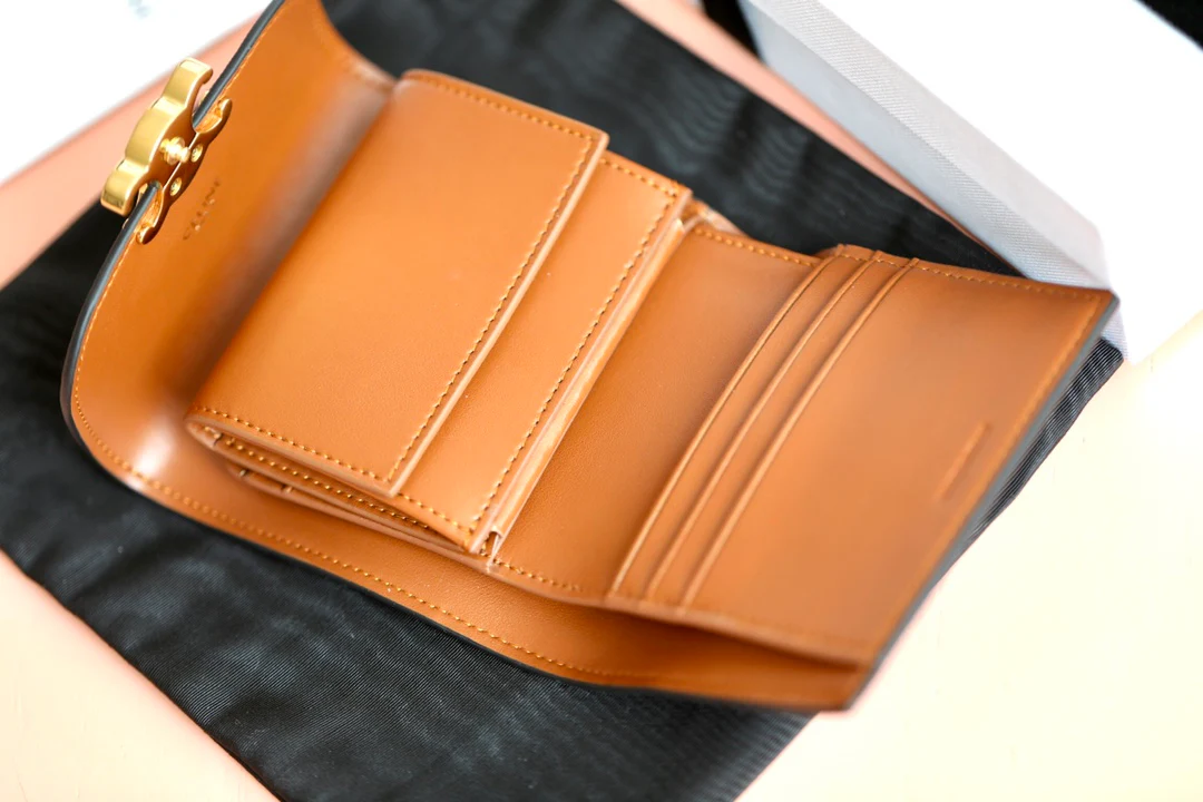 Маленький кошелек Celine Triomphe из искусственной кожи - кофейный монограммный цвет