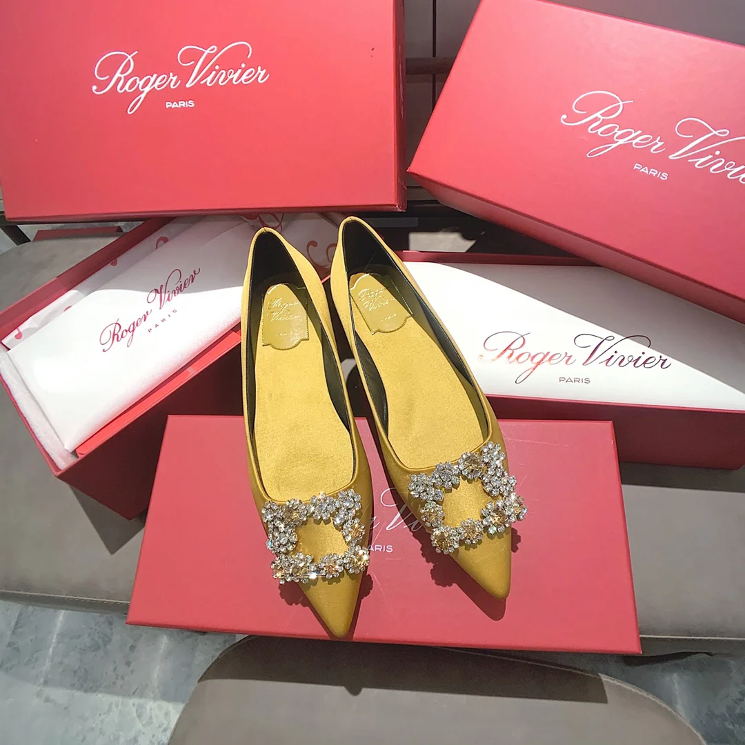 RV - Плоское дно - Шелк с застежками из страз - Желтый