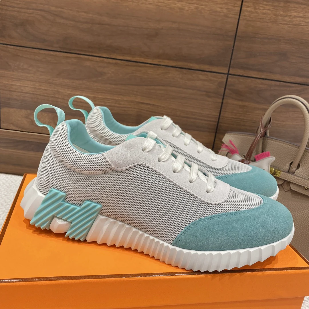 Весенняя коллекция Hermes 2022 — Спортивная повседневная обувь — Унисекс — Серо-зеленый