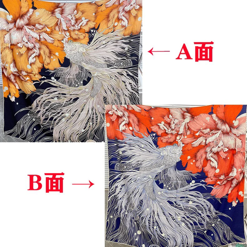 Большой двусторонний шарф Hermes - 136 см - 30 - Шелк 70 - Шерсть - 9