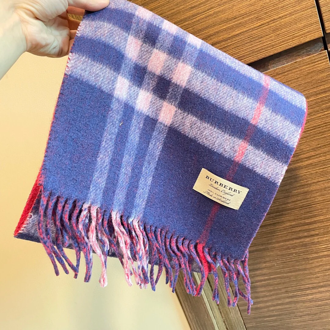 Классический клетчатый шарф Burberry - 32 см - синий