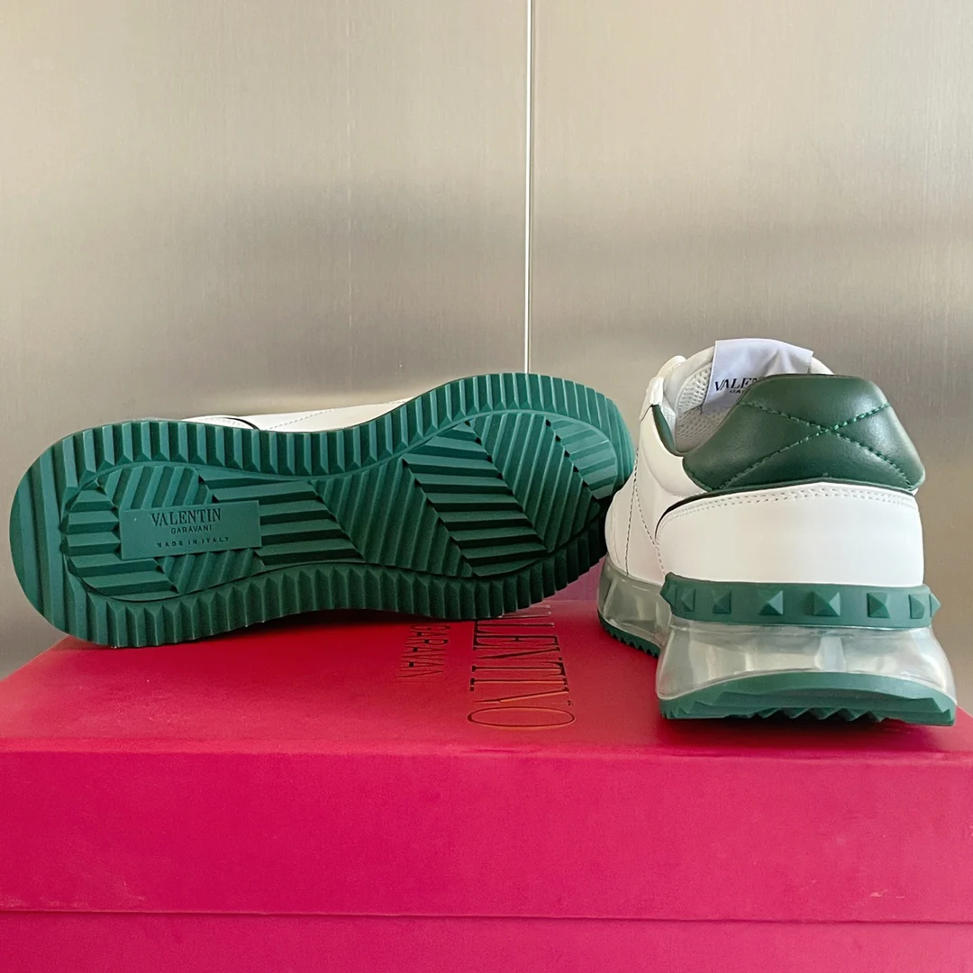 Valentino - Спортивные кроссовки с заклепками - Модель с воздушной подушкой - Парный стиль - Зеленая отделка
