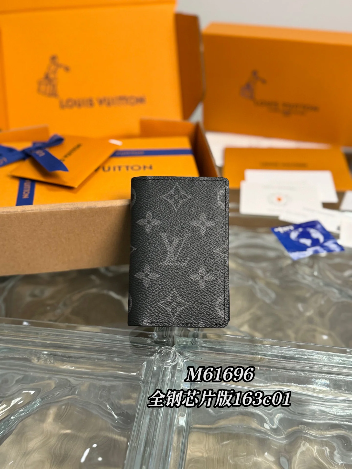 LV-m61696-Карманная складная сумка-черная из канваса с монограммой