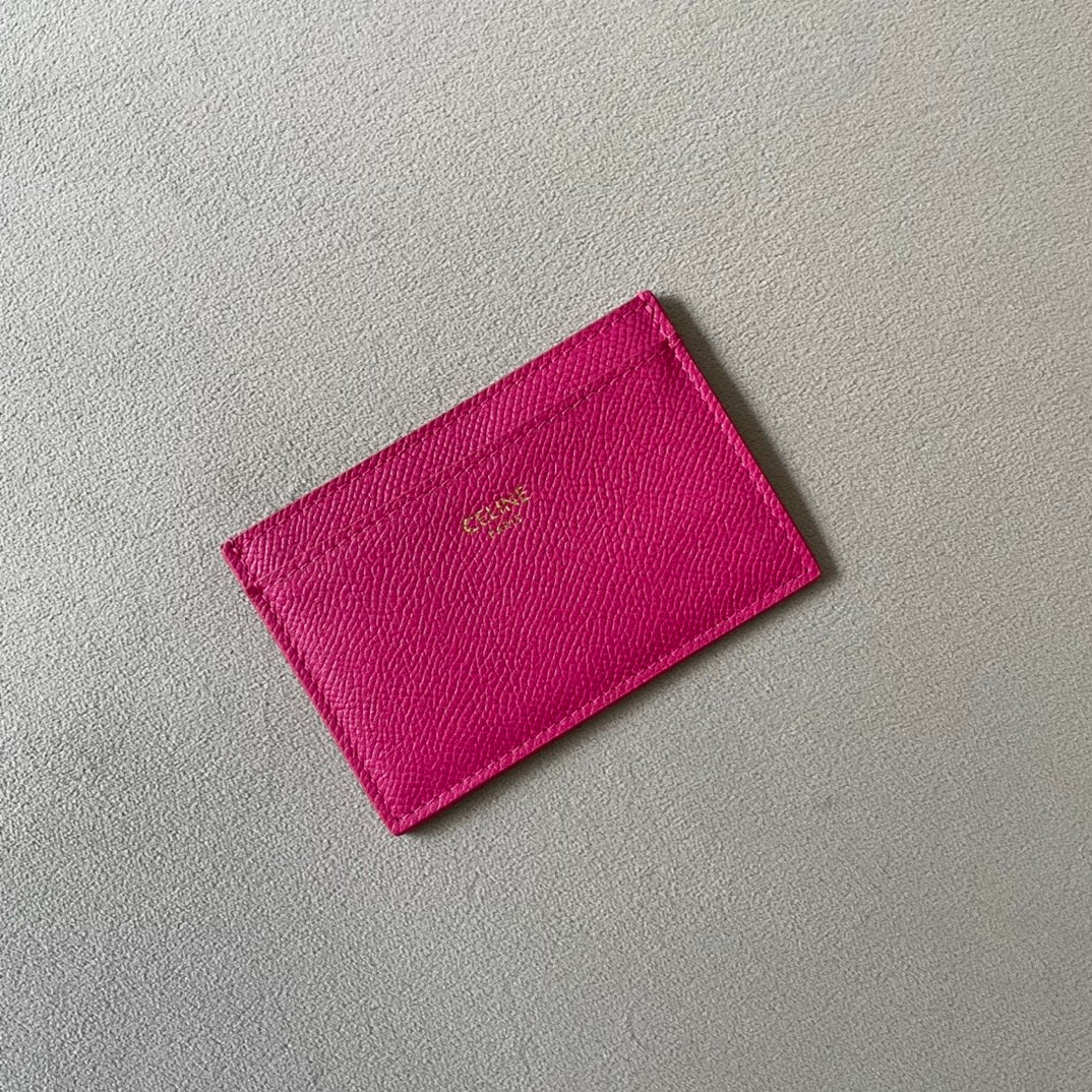 Celine-小号卡包 粒面小牛皮 玫红色