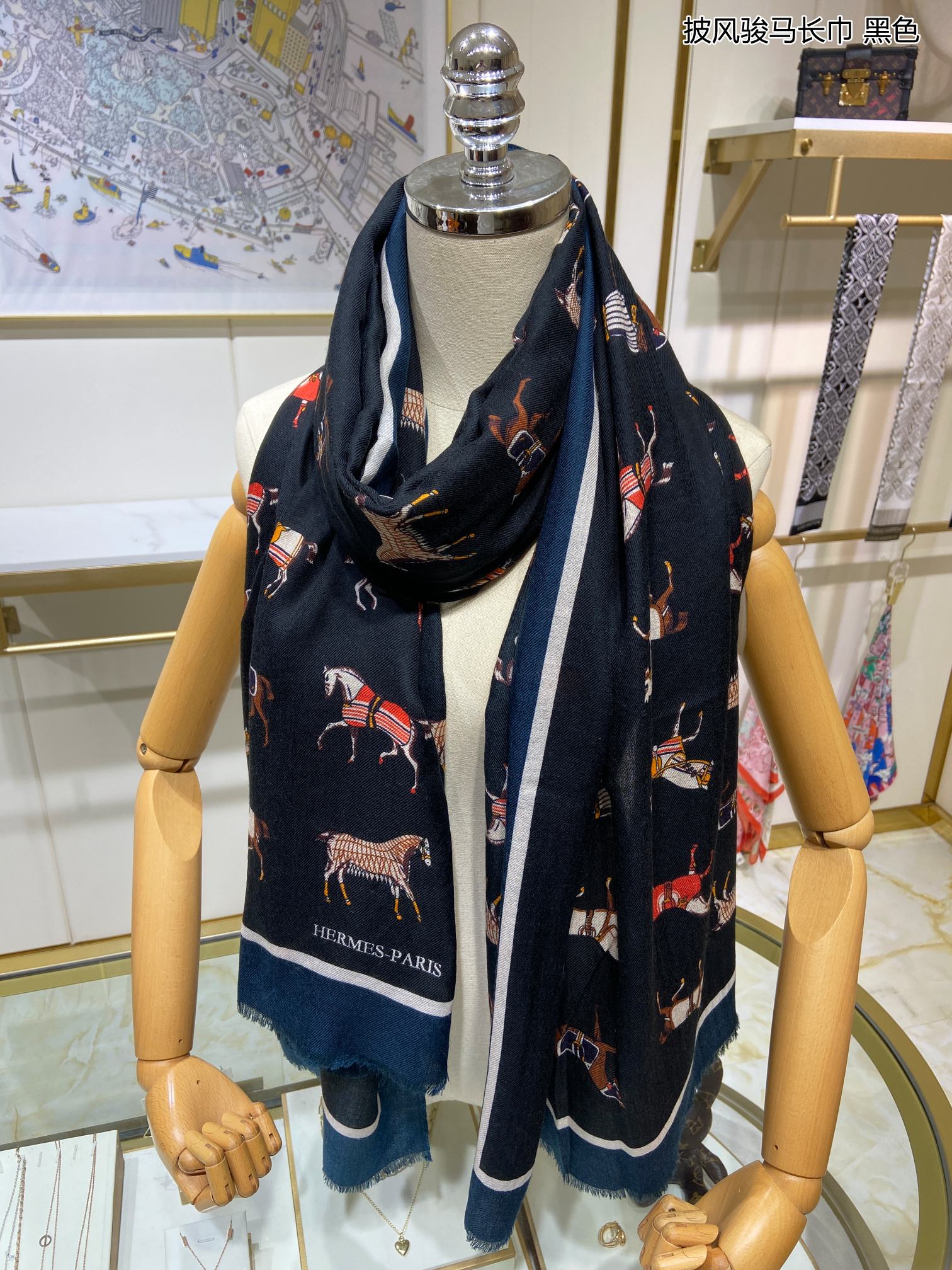 Hermes - Накидка с лошадью - 100-200 Длинный шарф - 100 - Отборный кашемир - 1