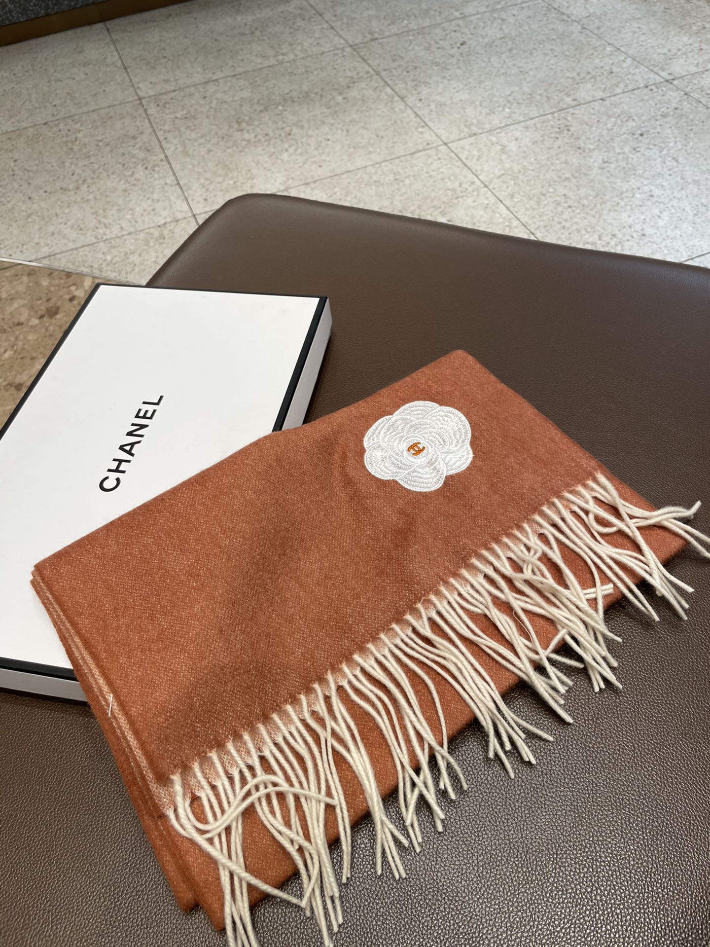 Chanel - Двусторонний кашемир - 210 см - 36 см - Оранжевый