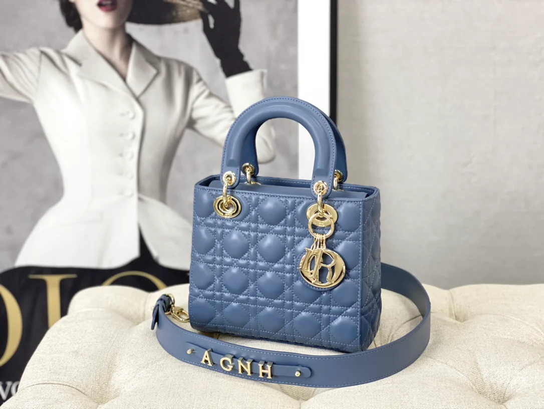 Сумка Dior Lady Dior - четырехсекционная Princess Dior - 20 см - джинсово-синего цвета