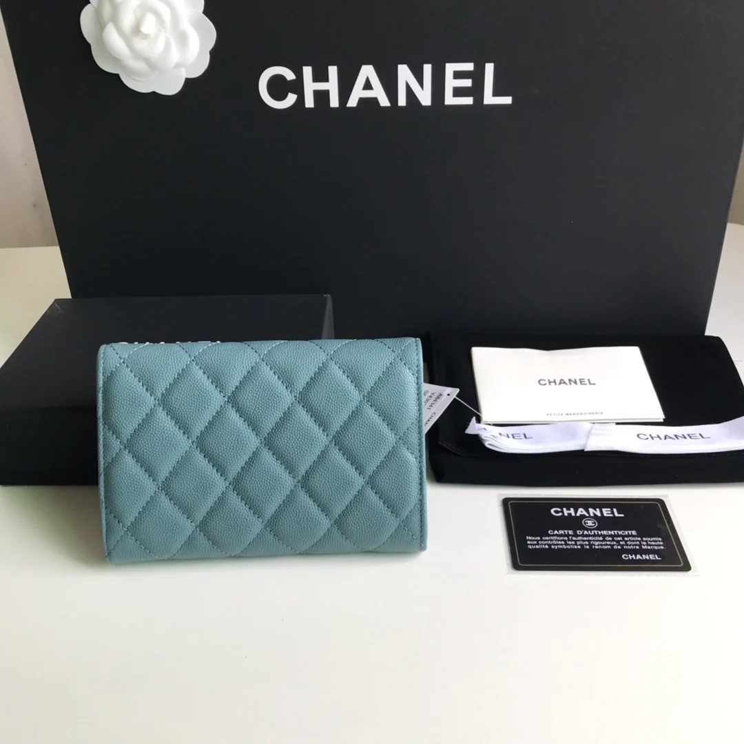 Оправа Chanel CF Tri-fold Frame - Haze Blue Lychee Skin Gold Buckle