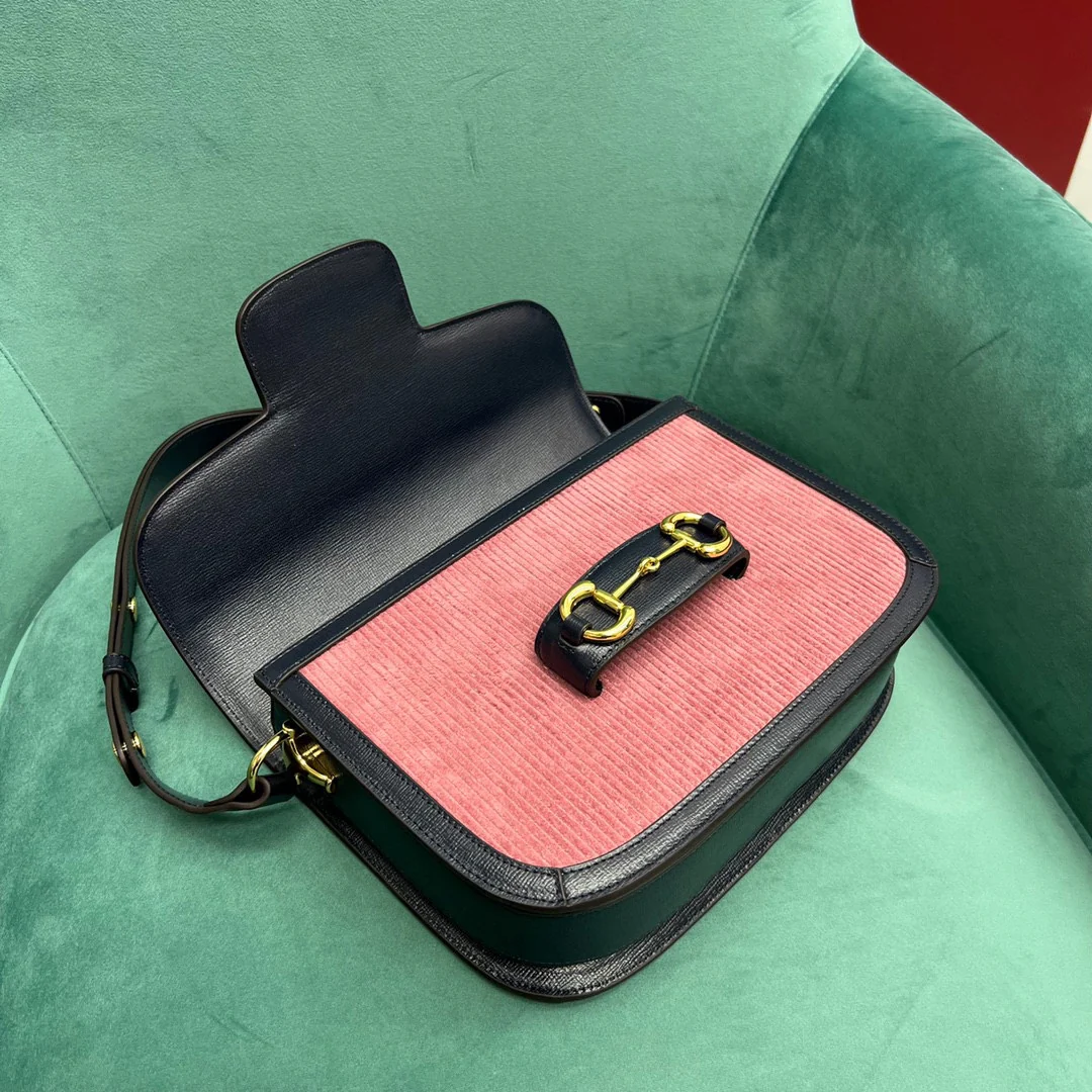Сумка Gucci Housebit 1955 Saddle Bag - полосатый бархат.