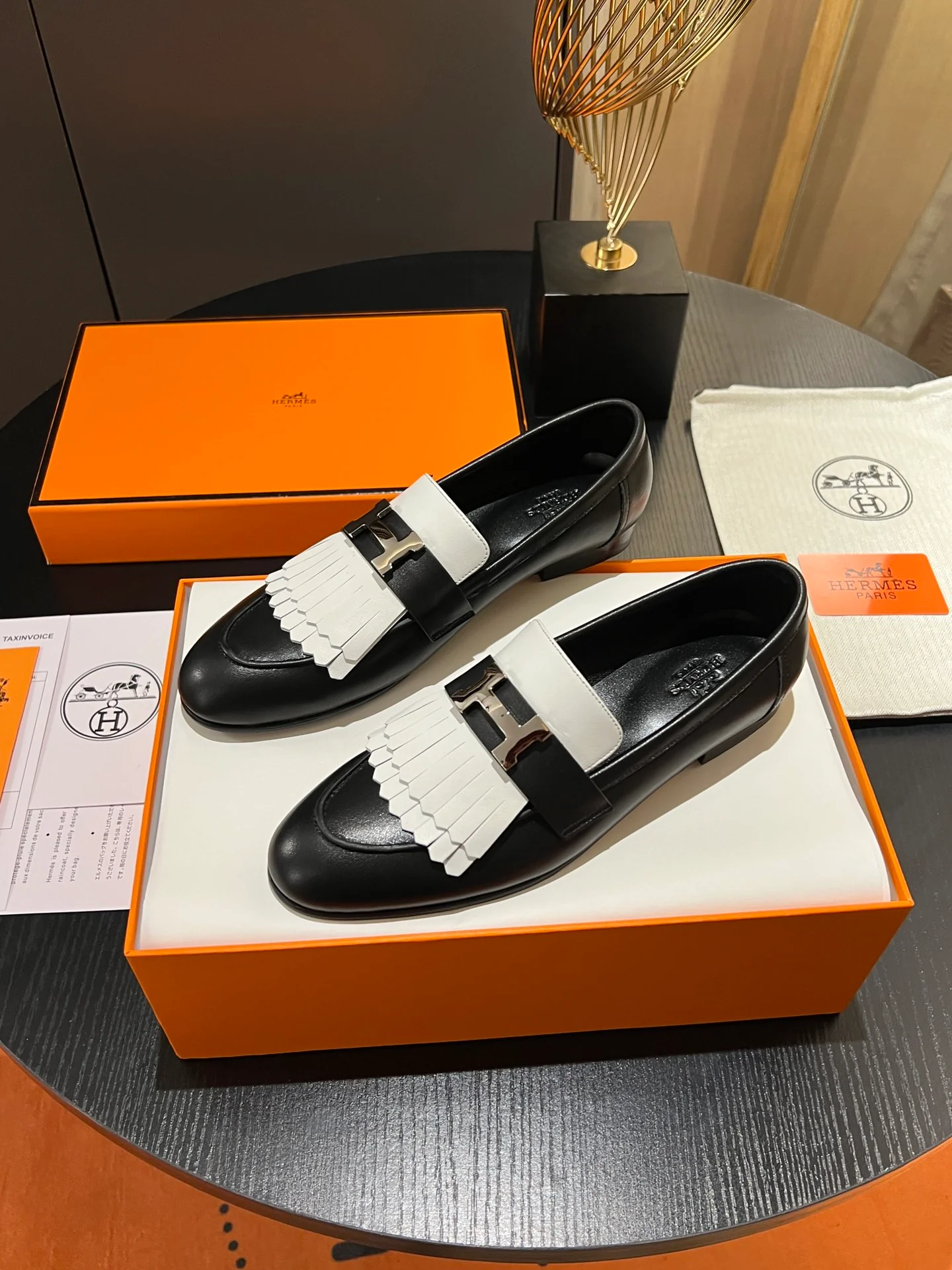 Лоферы Hermes 2024h с пряжкой - Черные - 1