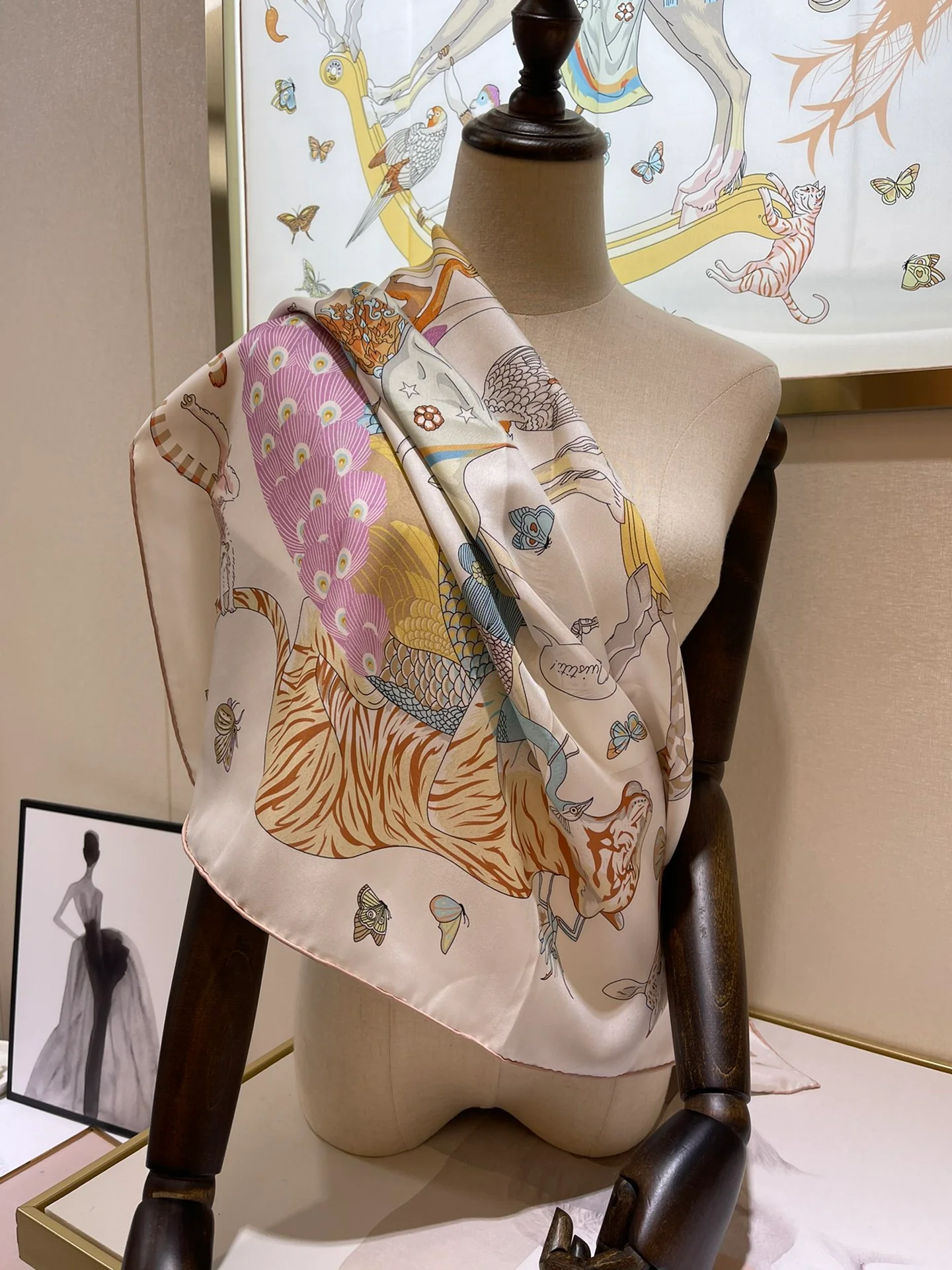 Шелковый шарф Hermes 90 - 100% шелк тутового дерева