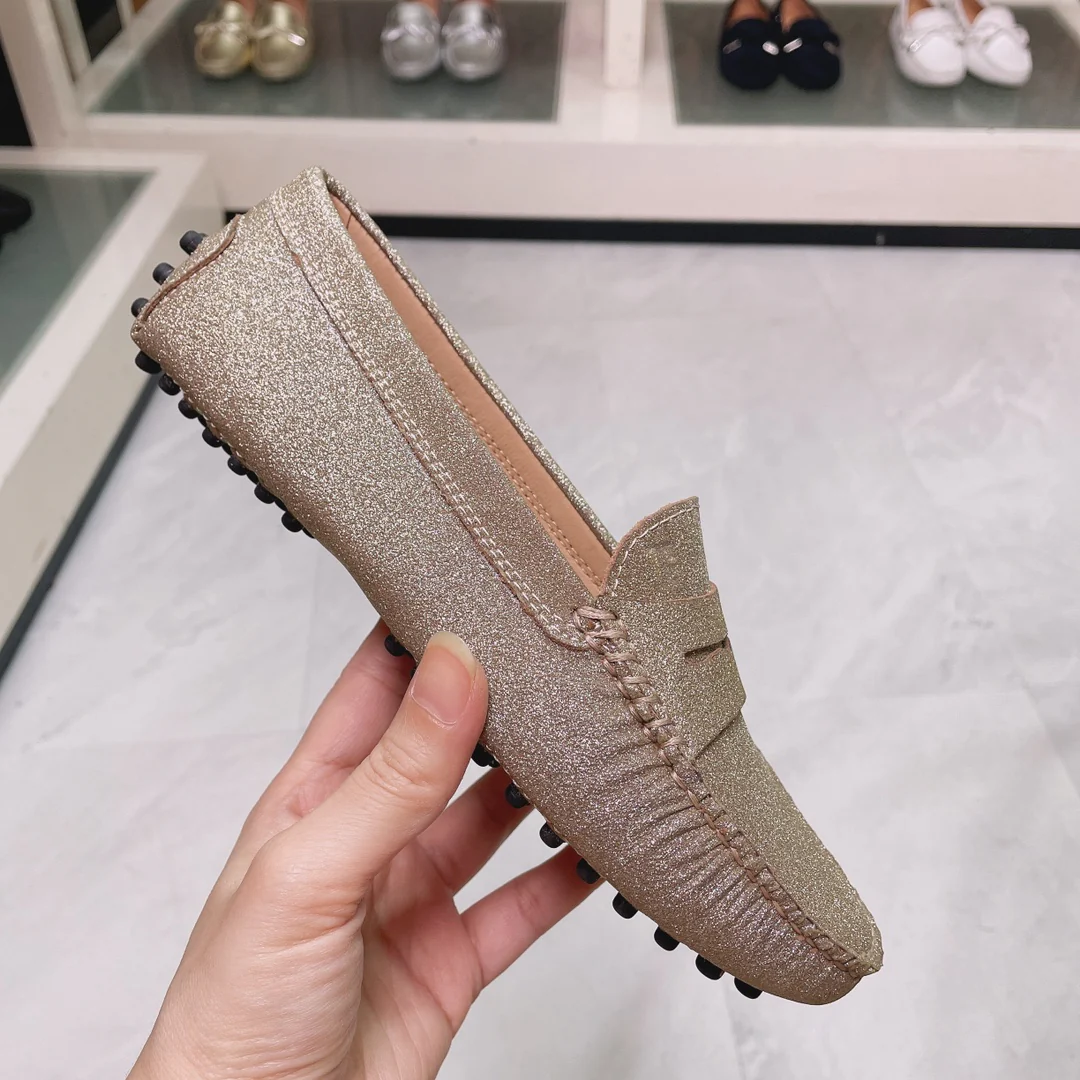 Tods - Золотистые блестки - Лоферы - Туфли без шнурков