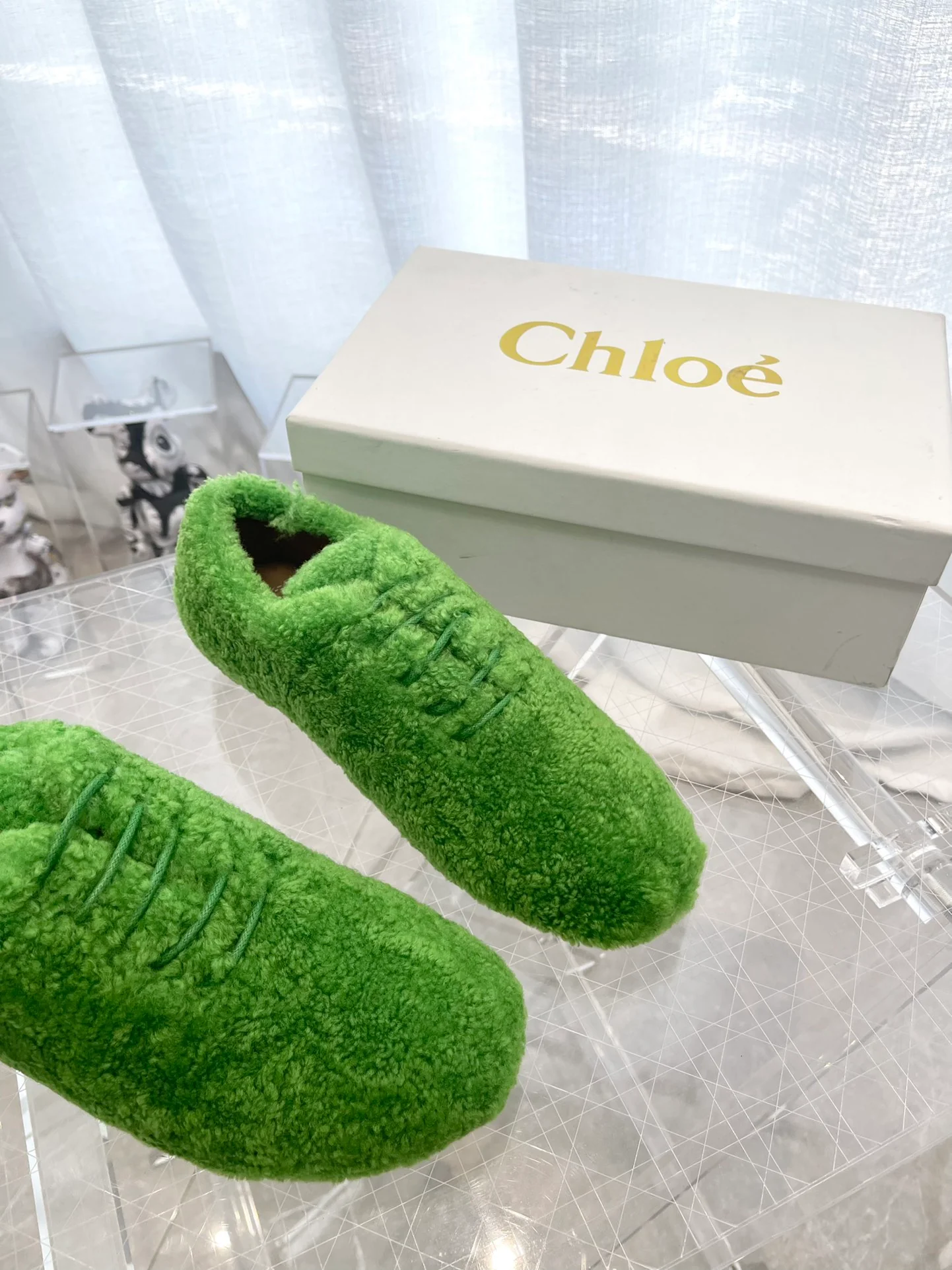 Туфли Chloe - Chloe - овечья шерсть - лоферы - зеленые