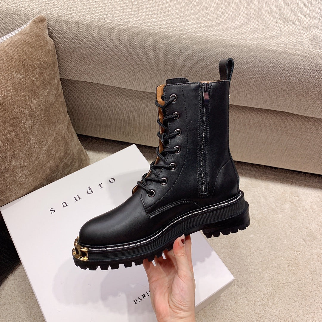 BV - Металлическая колодка - Ботинки на шнуровке до середины икры