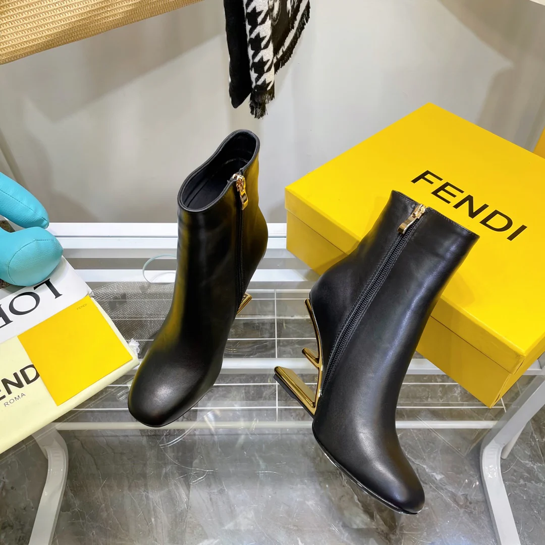 Туфли на высоком каблуке в стиле Fendi-f - сапоги на высоком каблуке