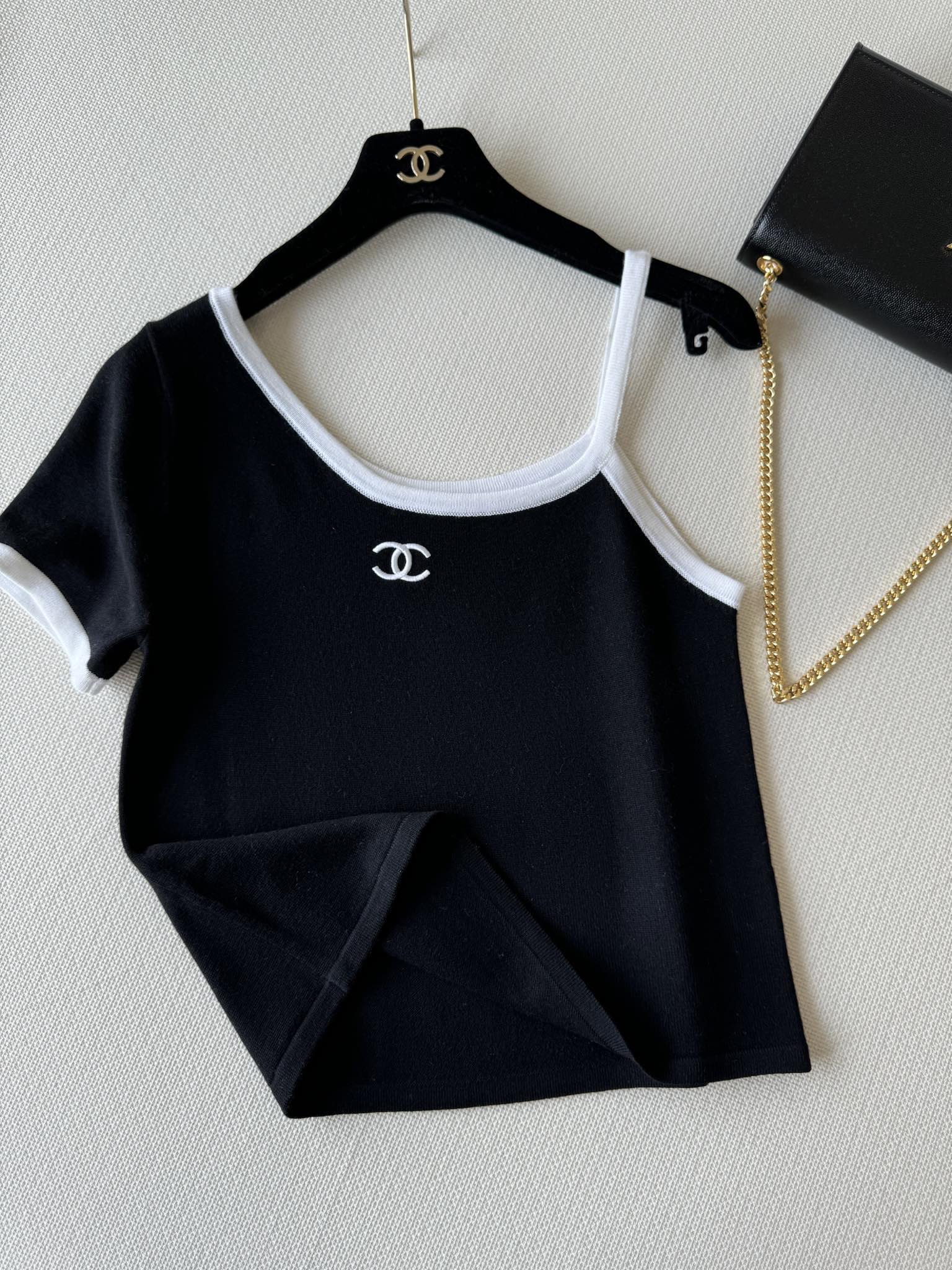 В стиле Chanel - 2403 - Новый топ на одно плечо - Черный