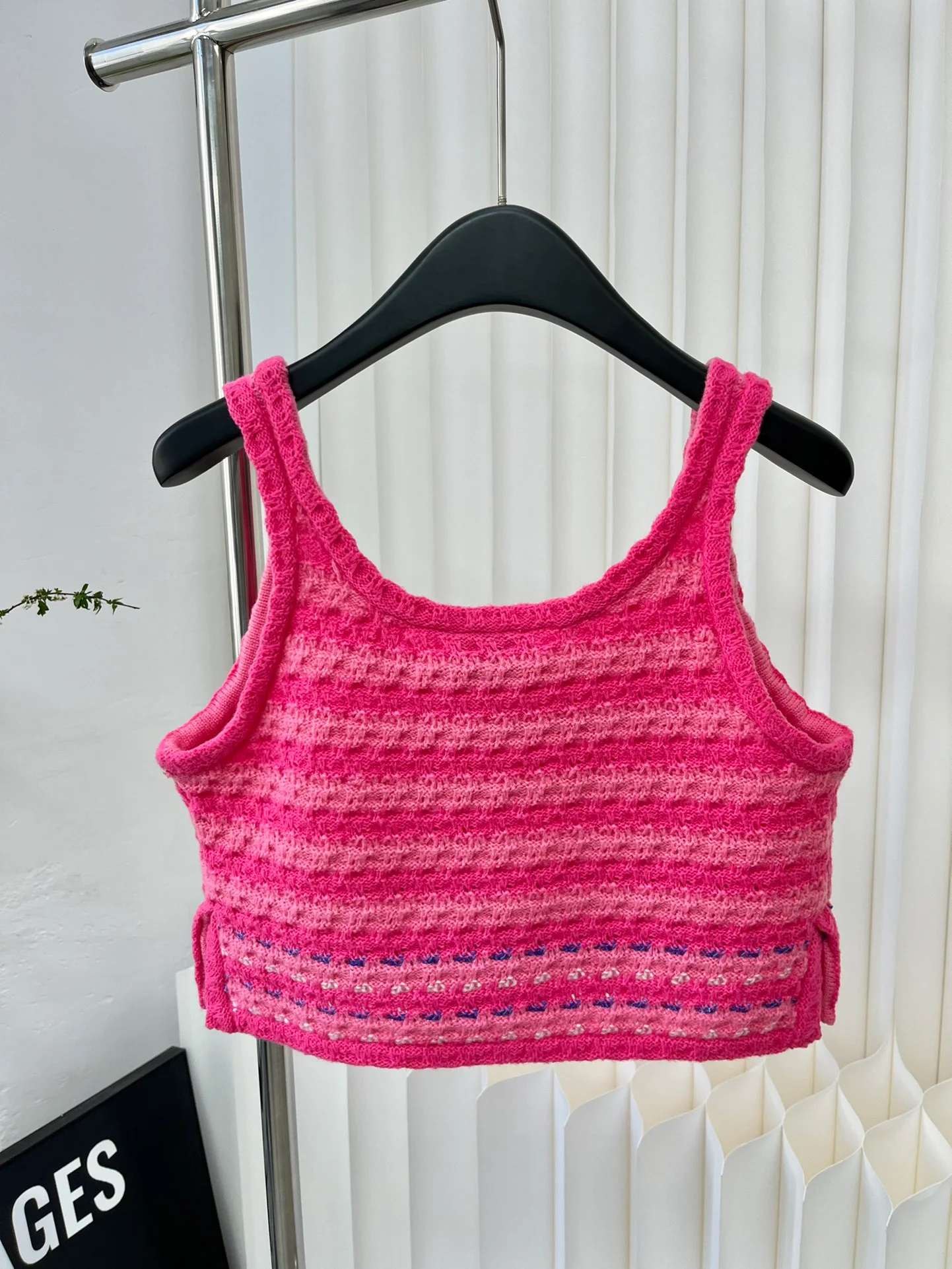 Chanel 2403 - Полосатый жилет с круглым вырезом - Розовый