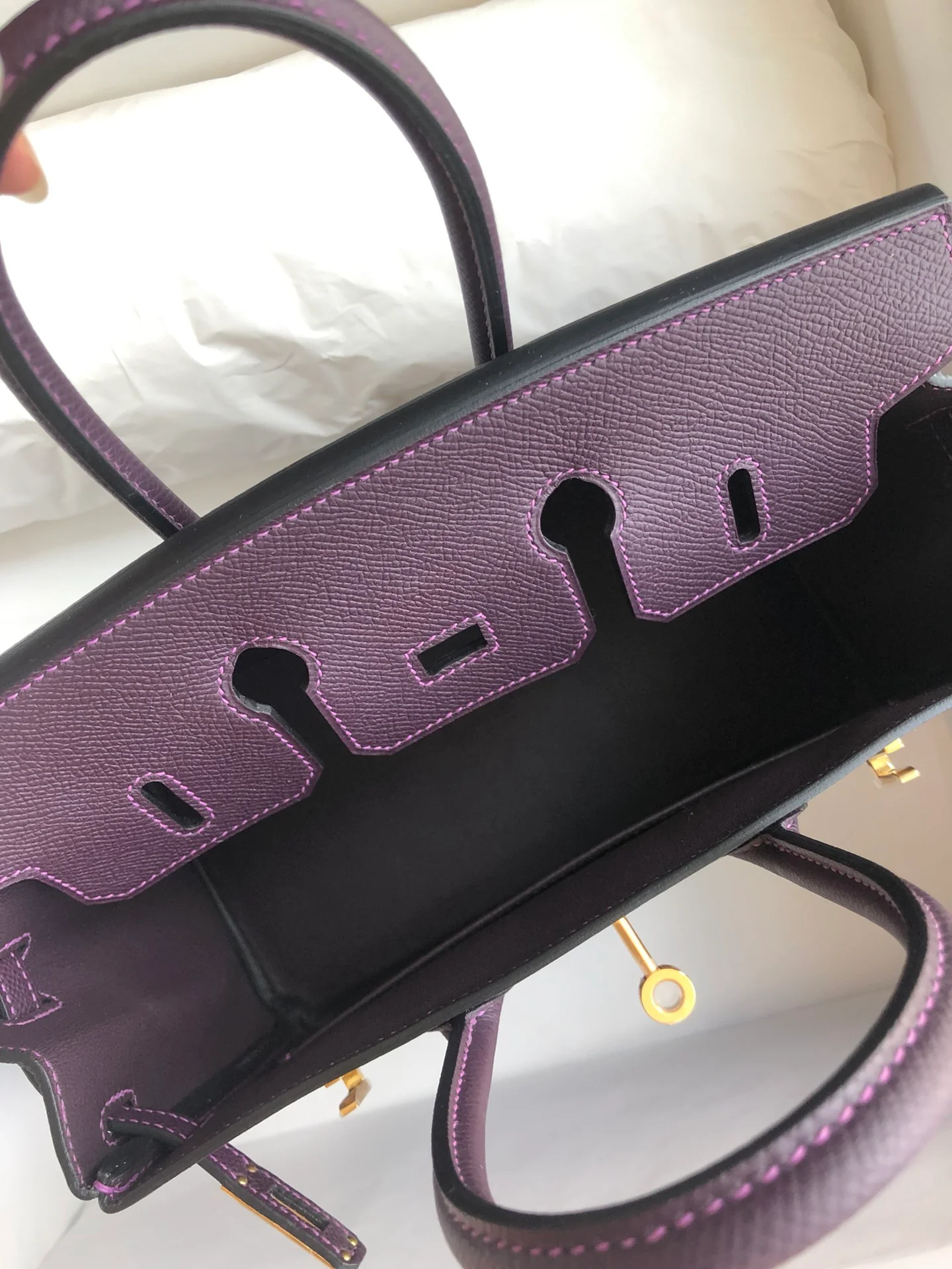 Пряжка Hermes Kelly 25 Epsom Grape Purple Gold