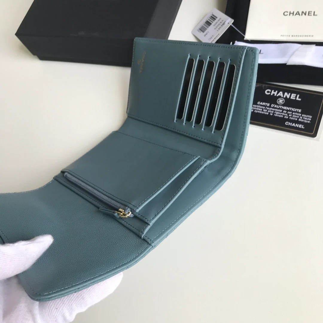 Оправа Chanel CF Tri-fold Frame - Haze Blue Lychee Skin Gold Buckle