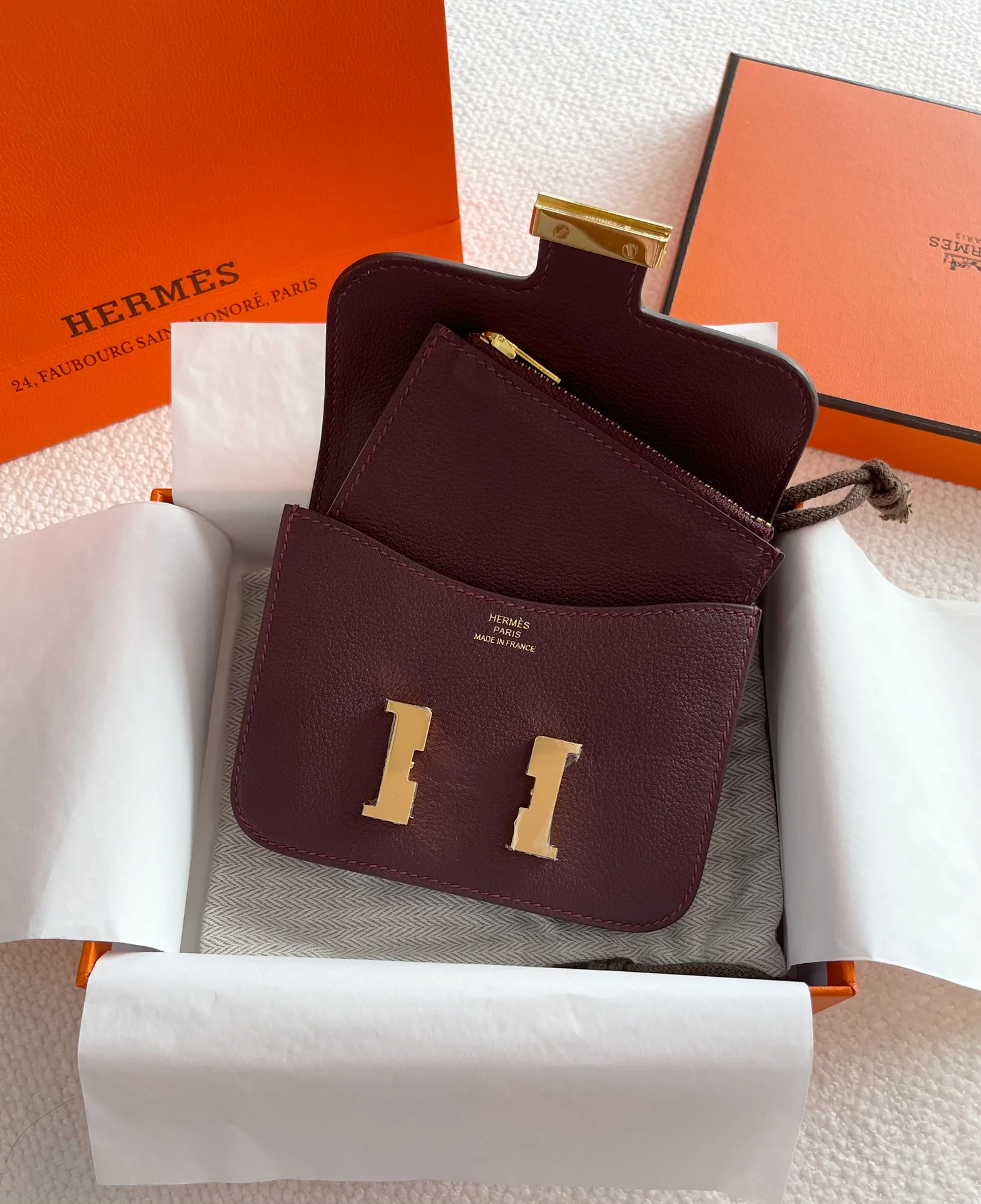 Hermes Constance Mini 19 Saddle Red Epsom Gold Buckle
