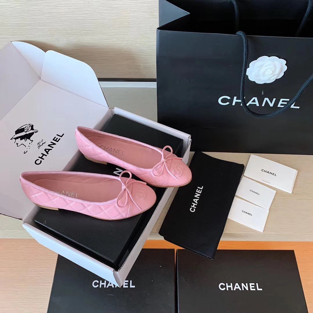 Классические балетки Chanel - розовые