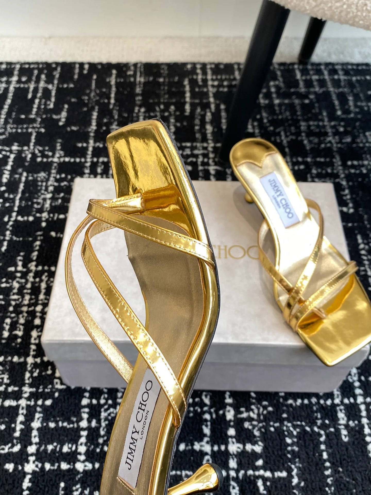 JC - Туфли на каблуке в форме капли с квадратным носком, 2024 год - золотистые