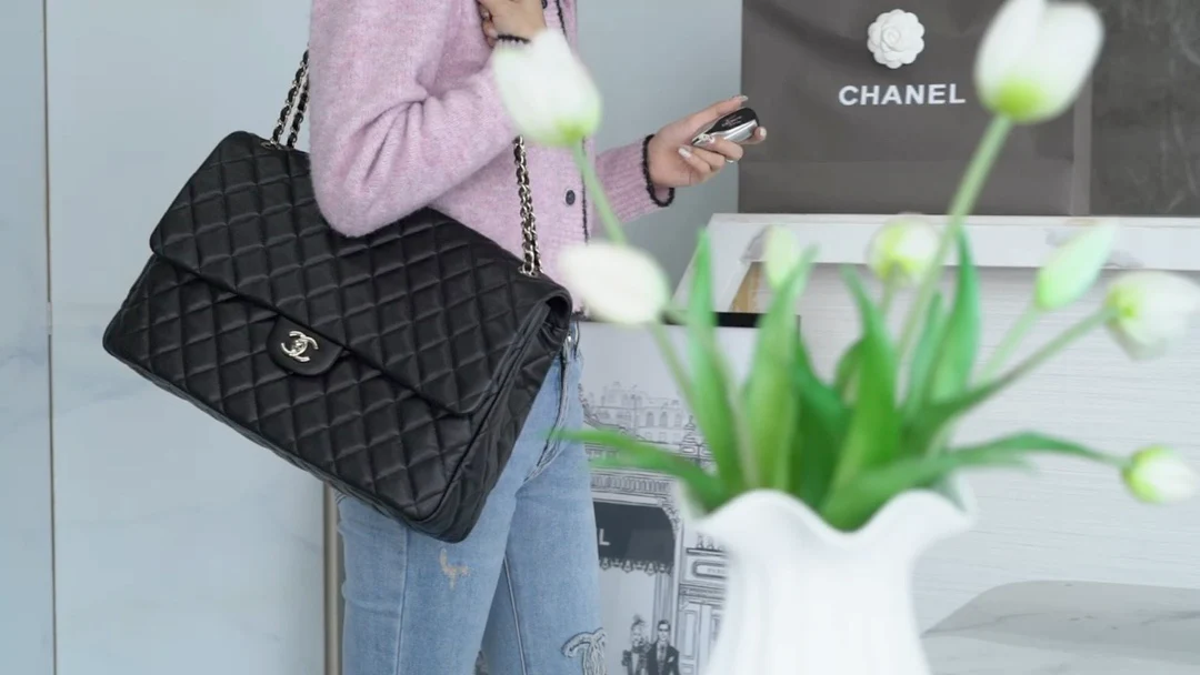 Сумка Chanel 24c Extra Large CF Chain Shoulder Bag - Caviar Black