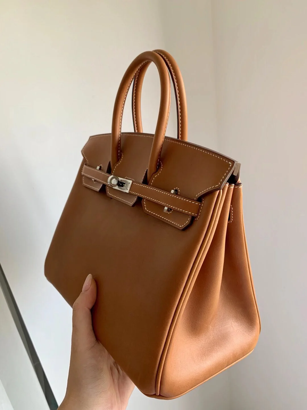Сумка Hermes Birkin 25 из седельной кожи, серебряная пряжка Barenia 34.