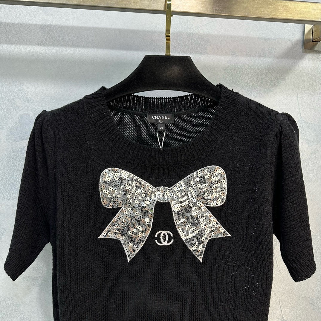 Chanel - 2403 - 24 Новый вязаный свитер с бантом для ранней весны