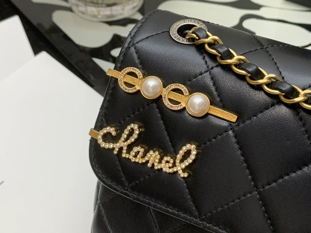Новинка сезона осень/зима 2022 от Chanel - сумка с клапаном и значком - 22 см - 1