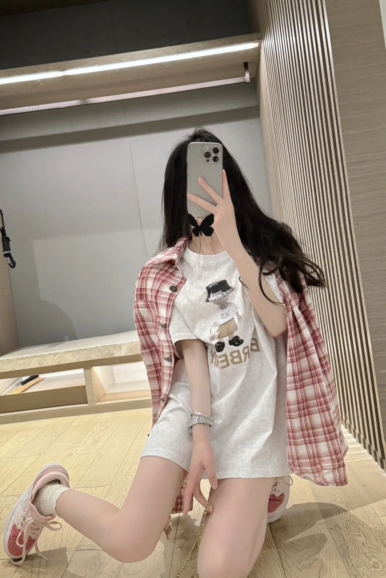 Miu Miu - 2404 - Классическая клетчатая рубашка, украшенная стразами - Красная