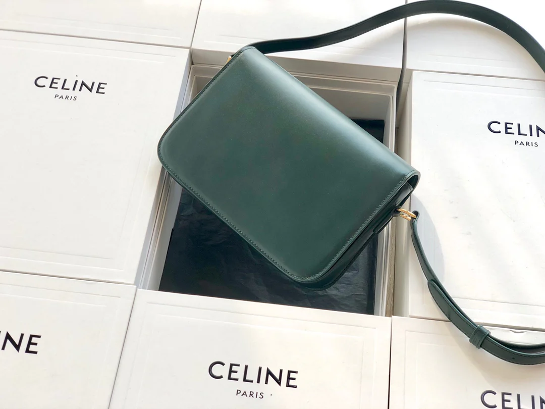 Celine Triomphe Medium Calfkin Dark Green